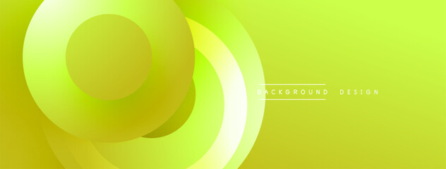 Poster - Abstract yellow design features overlapping circles, creating dynamic visual effect. Gradient shades enhance depth, modern aesthetic.