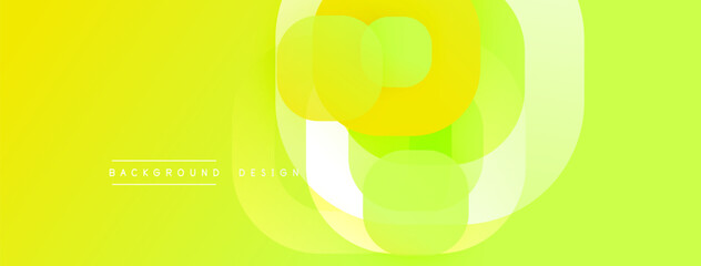 Poster - Bright yellow abstract design. Overlapping circles create dynamic visual effect. Modern, clean aesthetic suitable for backgrounds.