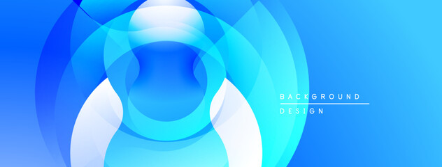 Poster - Abstract blue design features overlapping circles, creating dynamic visual effect. Smooth gradients enhance modern aesthetic.