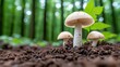 © PJ Gallery - Mushrooms Growing in Forest Soil Stock Photo