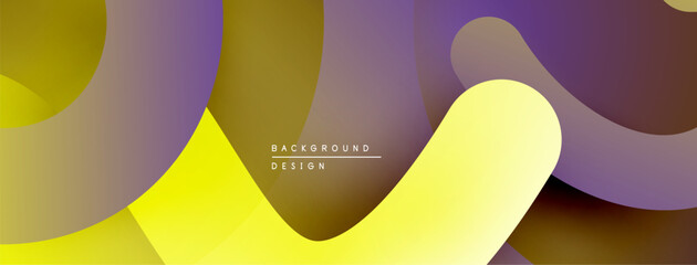 Aufkleber - Abstract fluid shapes overlap. Yellow, purple, brown hues create modern design. Smooth gradients offer visual interest.