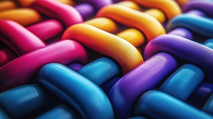 abstract geometric background of colorful maze, trendy horizontal wallpaper of tangled tubes 
