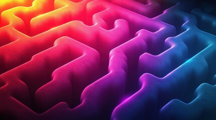 abstract geometric background of colorful maze, trendy horizontal wallpaper of tangled tubes 