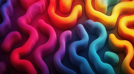 abstract geometric background of colorful maze, trendy horizontal wallpaper of tangled tubes 