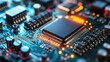 © ShabbirKhan - Harnessing advanced microchip power for future innovations with glowing circuits and shallow depth