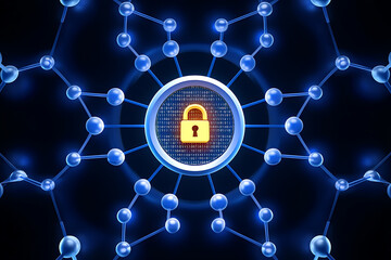 digital network security concept with padlock