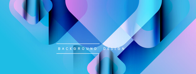 Aufkleber - Abstract fluid shapes, vibrant blues, purples create modern background. Gradient colors blend seamlessly, dynamic composition.