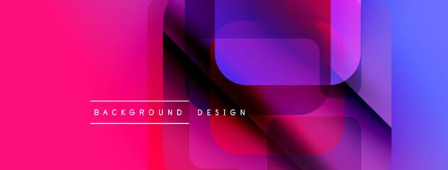 Aufkleber - Abstract geometric shapes overlap, creating vibrant pinkpurple gradient. Text reads background design centrally positioned. Modern, dynamic visual.