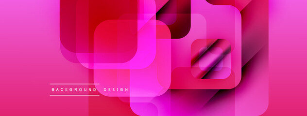 Aufkleber - Abstract pink design. Overlapping rectangles create modern visual effect. Gradient shades add depth, texture. Minimalist style.