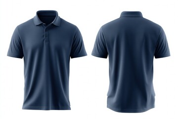 Aufkleber - Front and back view of a plain navy blue polo shirt mockup template, perfect for showcasing designs or advertising apparel