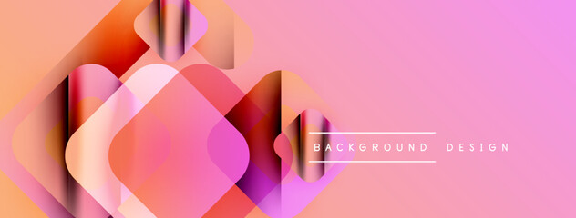 Aufkleber - Abstract geometric shapes overlap, creating vibrant pink, orange gradient. Modern design feels dynamic, fresh. Background suggests innovation, creativity.