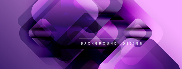 Aufkleber - Abstract purple background. Overlapping squares create dynamic visual flow. Modern design elements suggest technology, innovation.