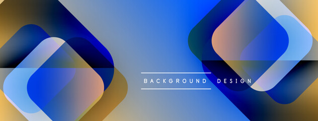 Aufkleber - Abstract geometric shapes overlap. Blue, gold hues dominate composition. Modern design element for backgrounds, presentations.