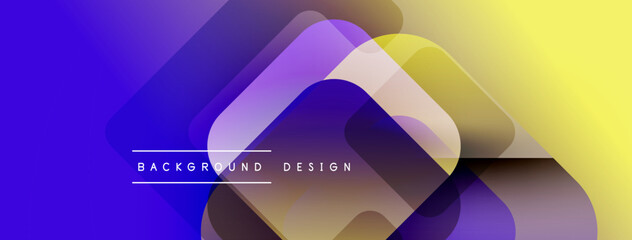 Aufkleber - Abstract geometric shapes overlap, creating vibrant gradient effect. Purple, yellow hues dominate composition. Modern design element.