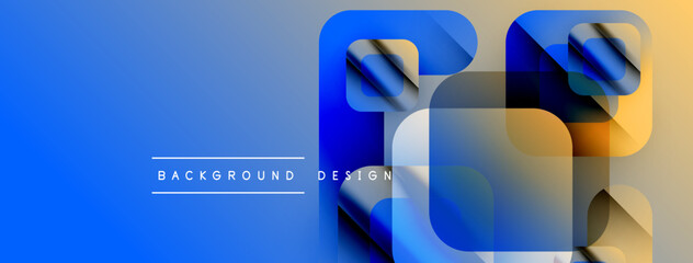 Leinwandbilder - Abstract geometric shapes overlap, creating vibrant blue, yellow gradients. Modern design elements suggest digital art, background texture.