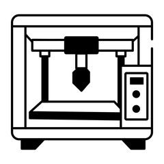 Canvas Print - A line style icon of a 3d printer machine 
