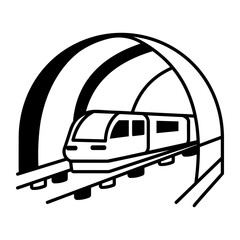 Canvas Print - A line style icon of high speed hyperloop train
