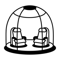 Canvas Print - A linear style icon of an isolation dome
