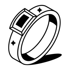 Canvas Print - A line style icon of wearable scanning ring
