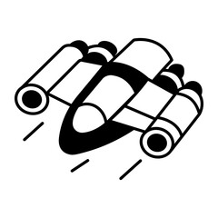 Canvas Print - A line style icon of futuristic spacecraft
