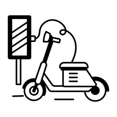 Canvas Print - A linear style icon of electric scooter
