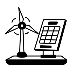 Canvas Print - An outline style icon of solar power
