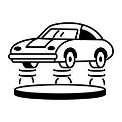 Canvas Print - A line style icon of flying car
