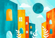 © Marusya Wrobel/Stocksy - Colorful buildings under a bright sky with abstract elements
