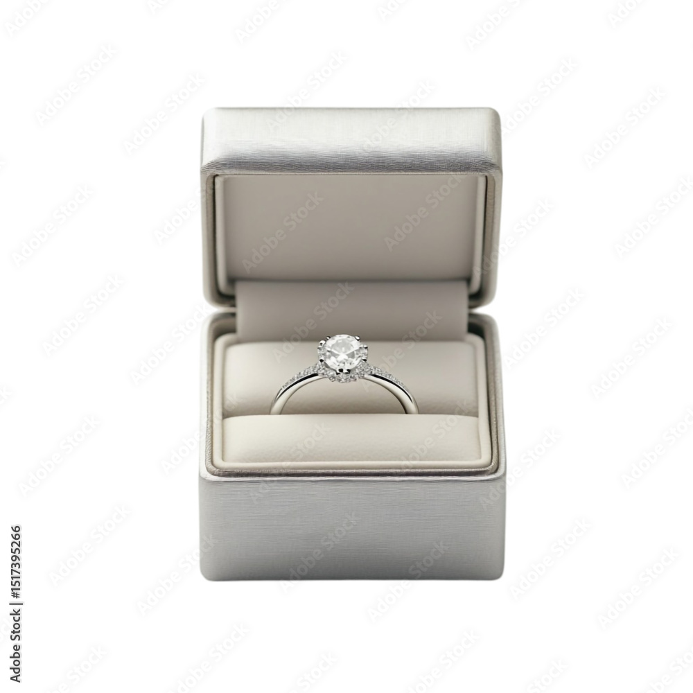 Diamond engagement ring in a silver box a beautiful gift proposal ...