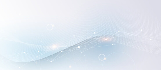 Leinwandbilder - Vector network connection. Abstract mesh, molecular plexus line and cyberspace. Geometric line, dot on white background. Modern digital technology design for data, ai, science, futuristic background