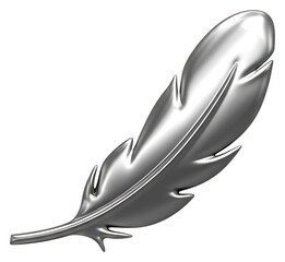 Wall Mural - PNG shimmering silver feather rests on a transparent background.