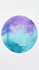 Aufkleber - Abstract watercolor painting with circles in purple and teal