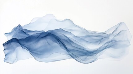 Poster - Flowing blue translucent fabric on white background in studio