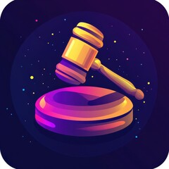 Leinwandbilder - Gavel held above sound block in mysterious digital illustration