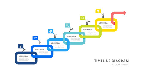 Wall Mural - business timeline infographic roadmap with 6 milestones elements, diagram, arrow, and icon, vector.