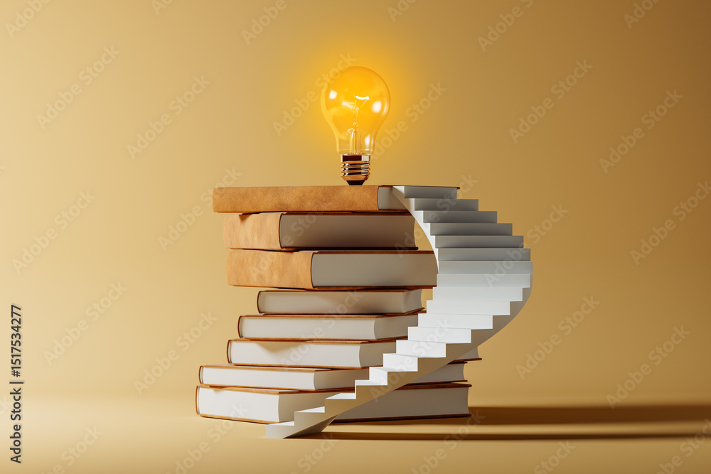 Books illuminate ideas and knowledge like a bright bulb Stock Photo ...