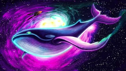 Wall Mural - A giant space whale glows in the Milky Way