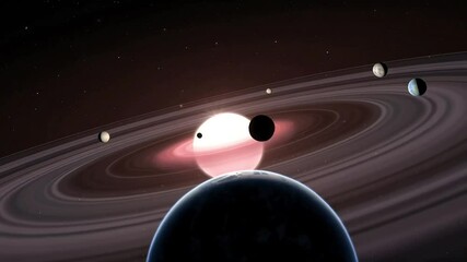 Wall Mural - Celestial space environment of multiple planets