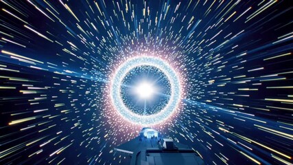 Wall Mural - Starship prepares for hyperspace jump