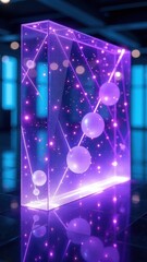 Wall Mural - Purple cube with a white dot in the middle. The cube is surrounded by a purple background