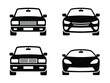 © Jubair - Black Front View of Four Car Icons Vector Isolated on Transparent Background