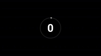 Five second countdown animation from 5 to 0 seconds on a transparent background, 5 second countdown timer with alpha channel,