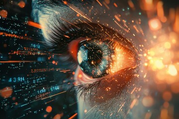 Wall Mural - ** futuristic eye with digital data streams and light effects representing technology and innovation