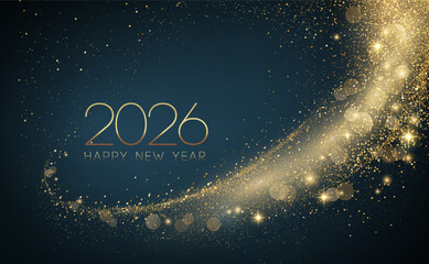 Fototapete - Merry Christmas and Happy New Year Abstract shiny color gold wave design element