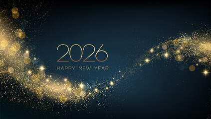 Fototapete - Merry Christmas and Happy New Year Abstract shiny color gold wave design element