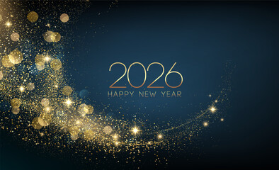 Fototapete - Merry Christmas and Happy New Year Abstract shiny color gold wave design element