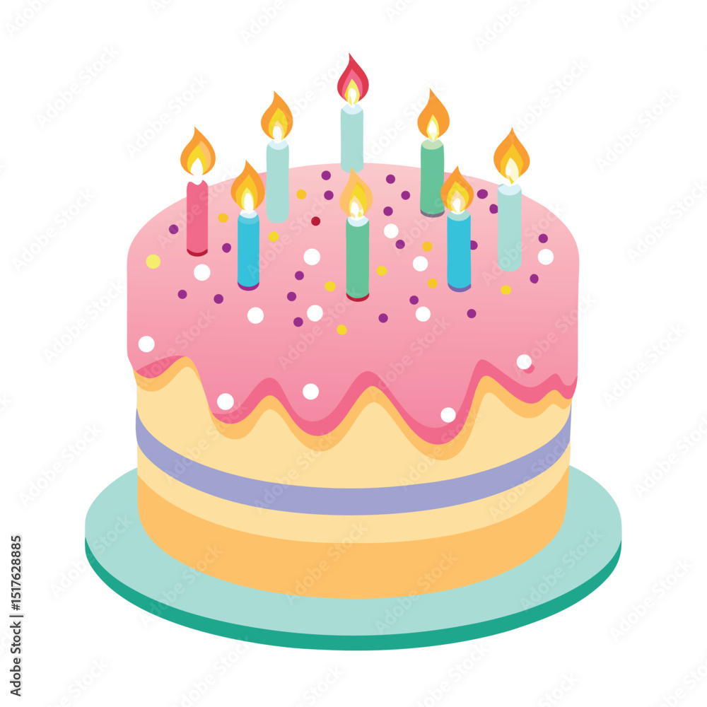 Colorful Birthday Cake With Lit Candles and Festive Sprinkles for ...