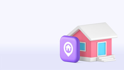 Wall Mural - home house location map pointer gps search copy space banner template. residential apartment address