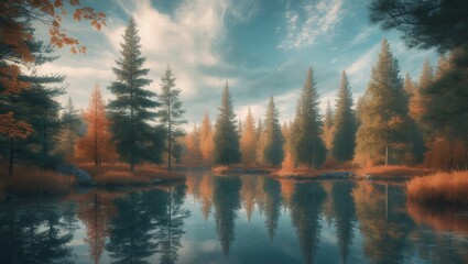 Wall Mural - serene beach scene with soft pastel colors and vibrant water
