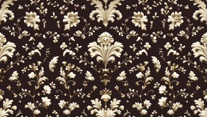 Wall Mural - luxurious royal wallpaper with victorian damask floral design in gold and vintage style